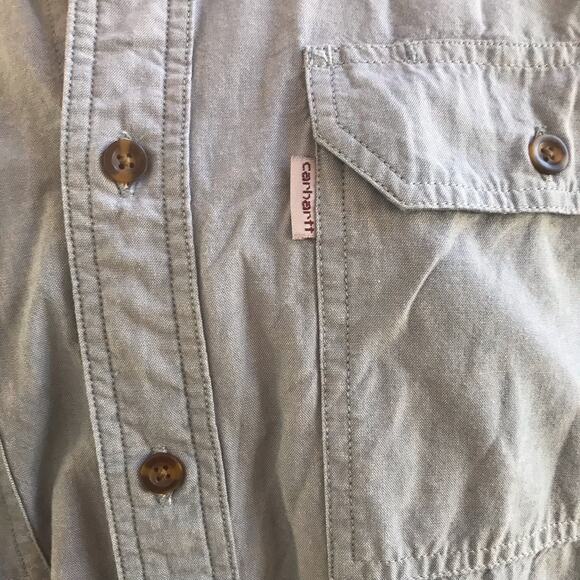 Carhartt Relaxed Fit Chambray Button Down Blue Shirt Men's Size Large - Picture 4 of 5